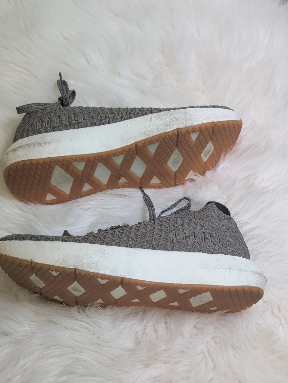 NOBULL Drive Knit Runner in Taupe with White Midsole and Gum Toe